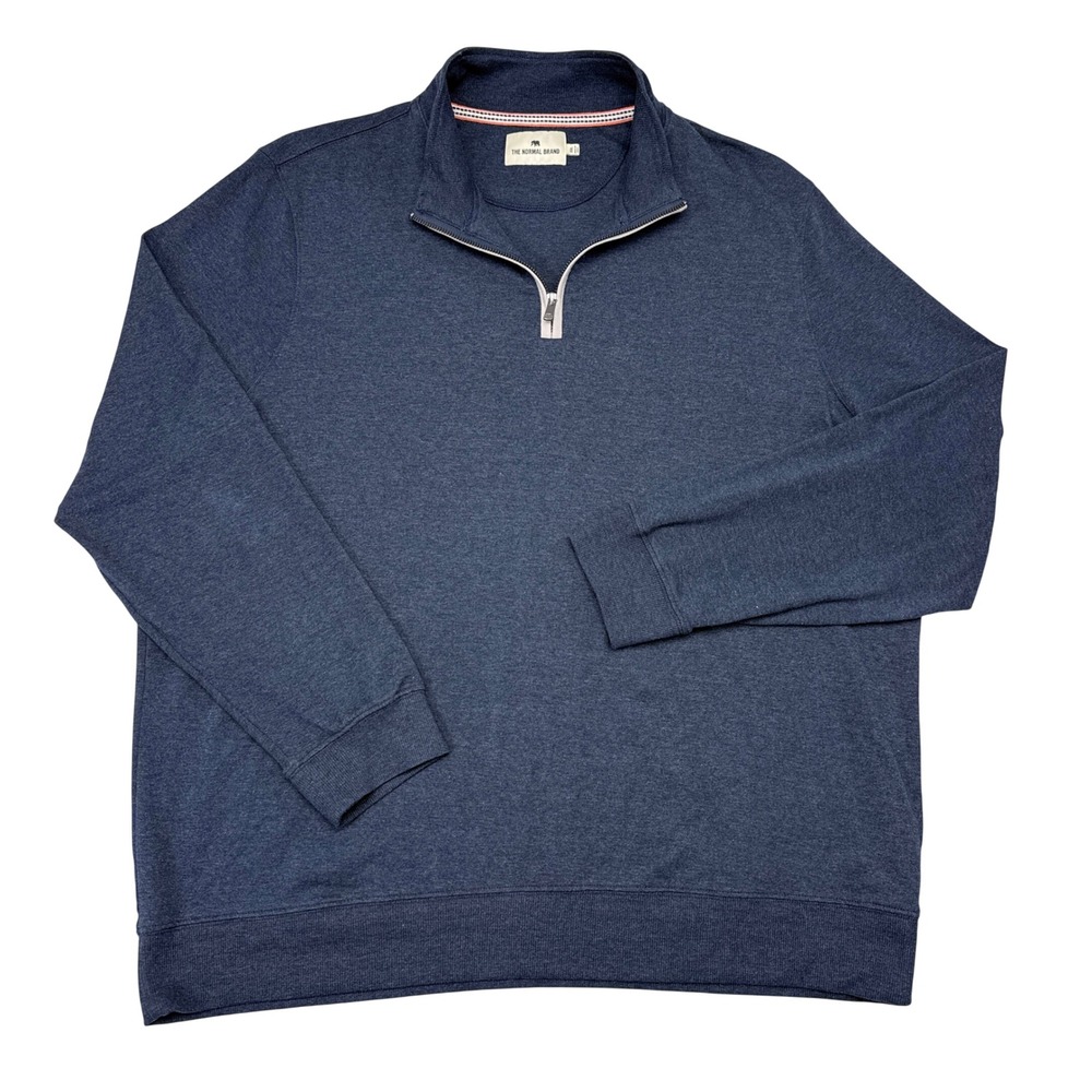 The Normal Brand Pullover Sweater Mens Size XXL Navy Blue 1/4 Zip Menswear Knit
